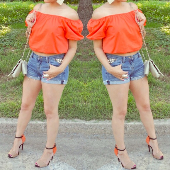 Orange off shoulder top