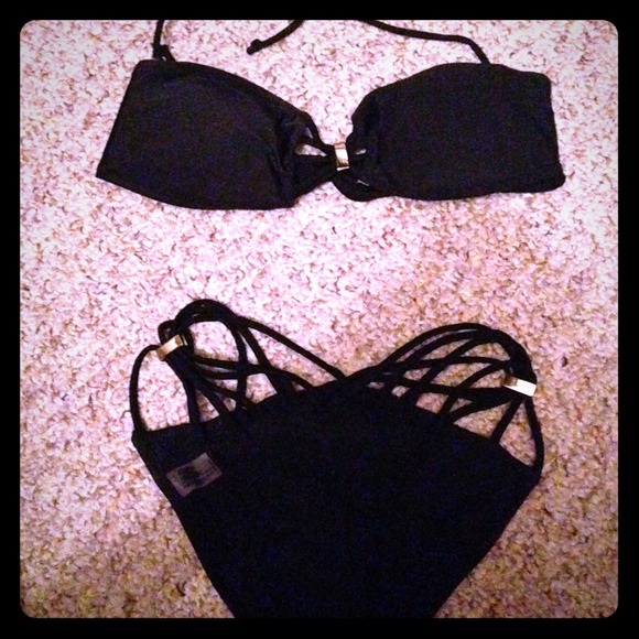 Black halter string bikini. Click for better pics!