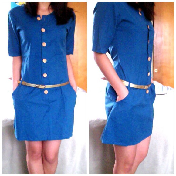 Blue buttons Dress