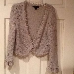 Grey with silver knit cardigan.