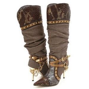 Brown and Gold Boots