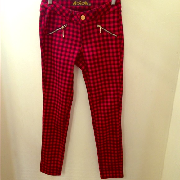 Red plaid pants