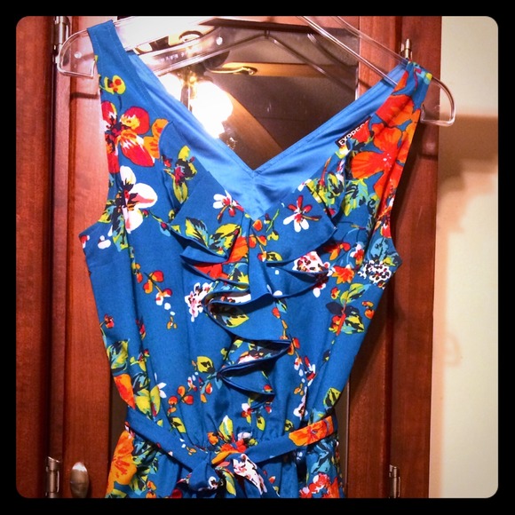 Blue with floral print dress 👗