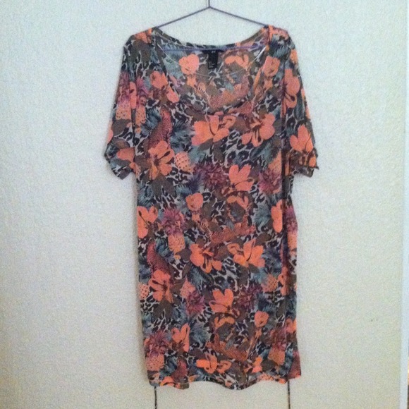 Neon floral/leopard pattern blouse - Picture 2 of 4