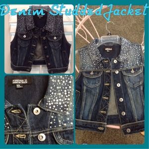 Denim Studded Dark Jean Jacket