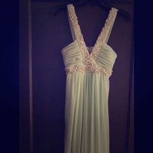 Mint green Prom dress.