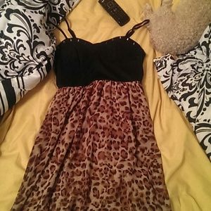 Studded cheetah high low dress
