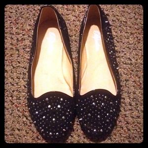 Black flats with silver spikes