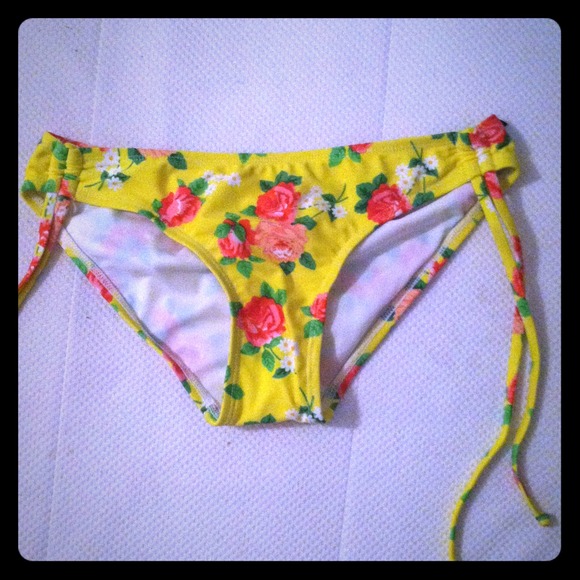 Yellow floral bikini bottom