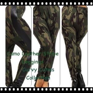 Camo B Leather Stripe Leggings