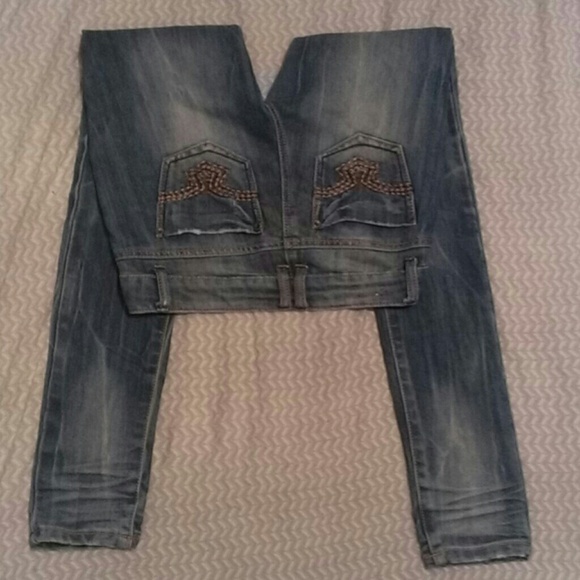 Blue wash skinny jeans