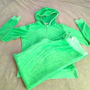 Juicy Couture Kelly Green Terry Cloth track suit