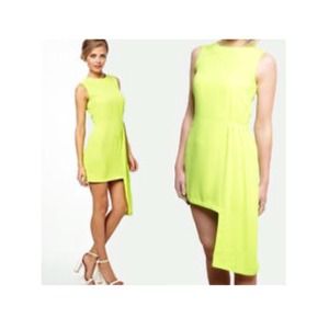 Neon high low asymmetrical ruched fun party dress