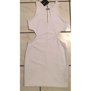 White cut out body con dress