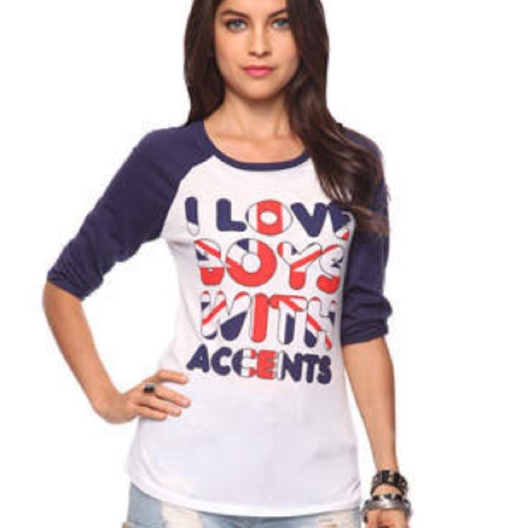 "I Love Boys With Accents" Baseball Tee