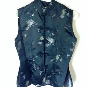 Black Chinese 100% silk blouse