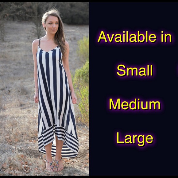 STRIPE MAXI DRESS WITH LEATHER BACK STRAPS