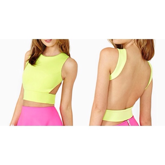 Nasty Gal backless neon crop top
