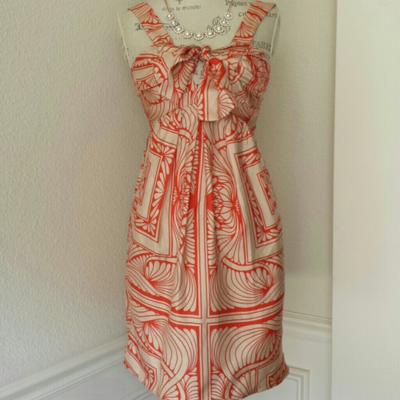 SOLD NWT Anthropologie Hype Silk Orange Sundress - Picture 2 of 4