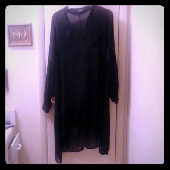 Sheer high low oversized top