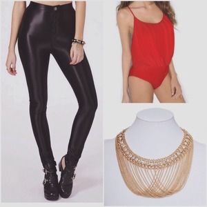 Red chiffon bodysuit