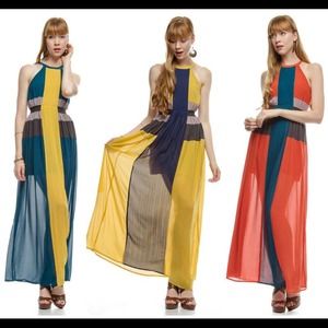 NEW YA LOS ANGELES PLEATED SILK BLEND MAXI  DRESS