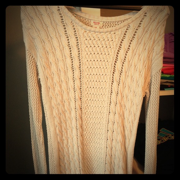 Extra long tan knit sweater