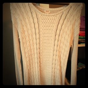 Extra long tan knit sweater