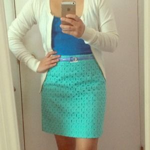 NWT J Crew Eyelet Mini Skirt in Vivid Aqua Mint