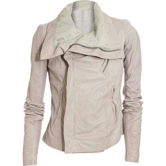 Nordstrom Jackets & Blazers - Baguda Creme Leather Funnel Neck Moto