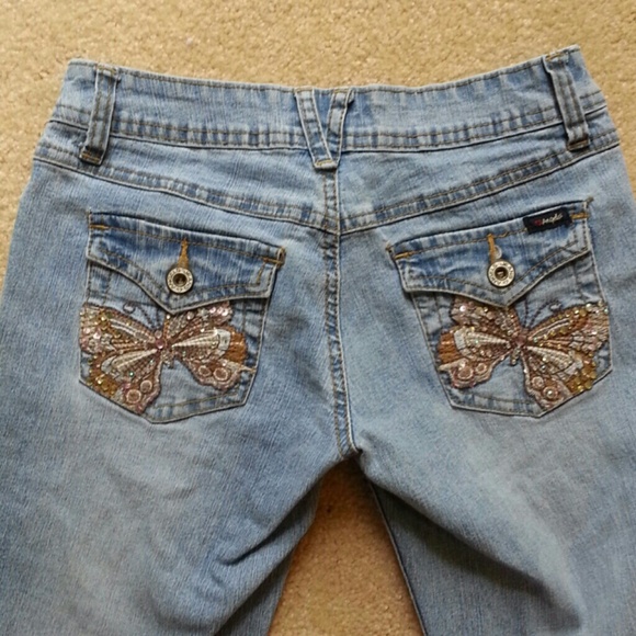 Very flattering! Angels stretchy flare leg jeans!