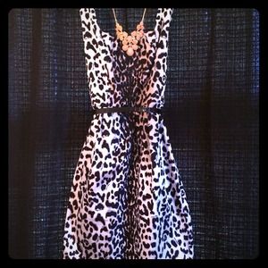 Silky leopard print cocktail dress