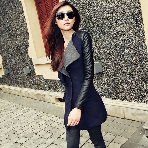 ❗️SOLDLeather look sleeve versatile vest jacket - Picture 1 of 4