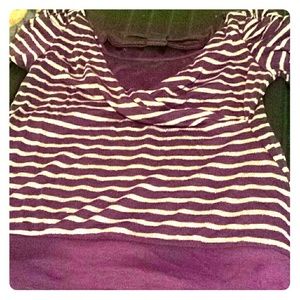 Purple and Silver Top w/ draping V neck & undertop