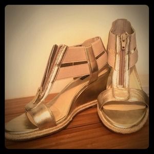 Gold wedge sandals