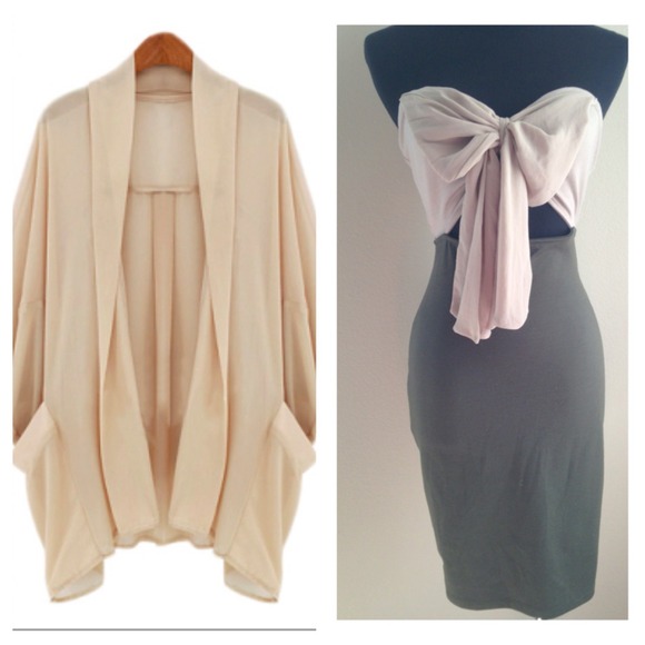 Bundle! Nude chiffon & nude army green dress