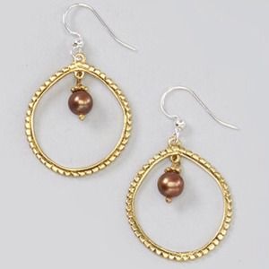 Soho Chocolate Pearl Brass Earrings