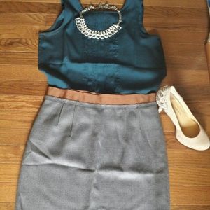 LOFT Grey Pencil Skirt
