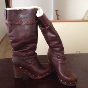 Brown leather boots