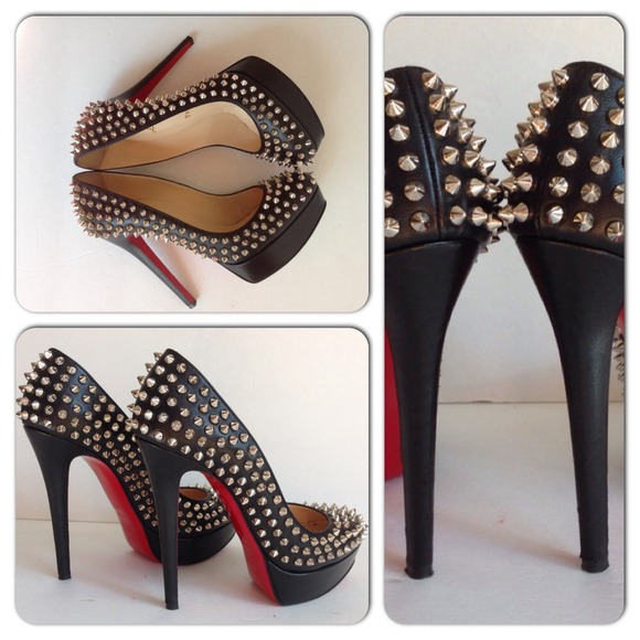 $1295 CHRISTIAN LOUBOUTIN 140 BIANCA SPIKES 38.5 - Picture 2 of 4