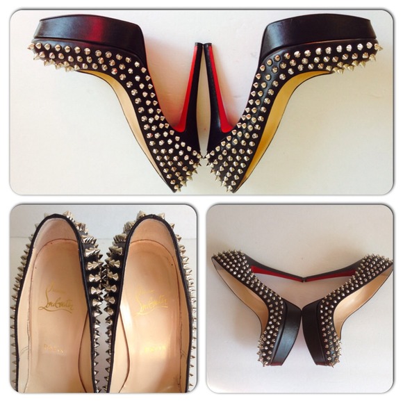 $1295 CHRISTIAN LOUBOUTIN 140 BIANCA SPIKES 38.5 - Picture 3 of 4