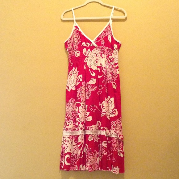 Red and white floral sundress