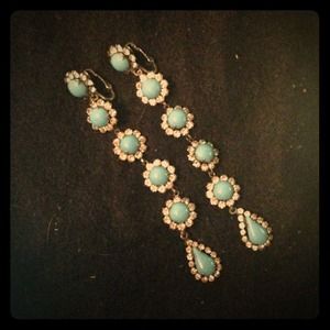 Vintage faux turq & diamond earrings, c. 1960 🌸