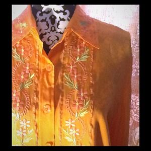 Diane Von Furstenberg Hippie Orange Floral Blouse