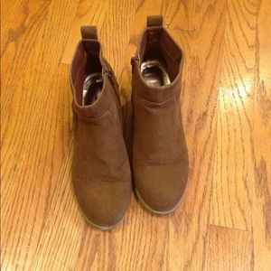 Nude faux suede booties!