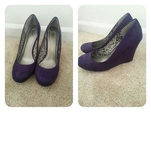 Purple Suede Wedges