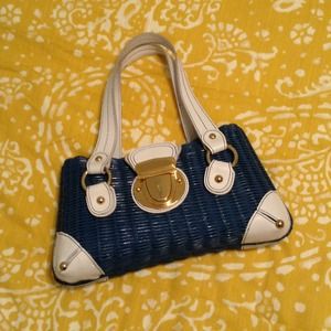 Blue whicker handbag