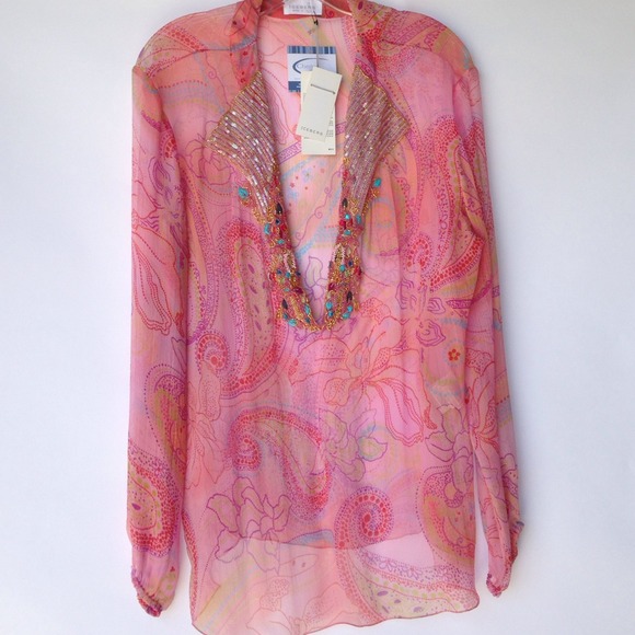New Iceberg silk beaded blouse size Italian 44