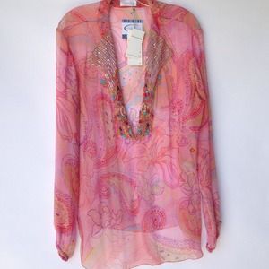 New Iceberg silk beaded blouse size Italian 44