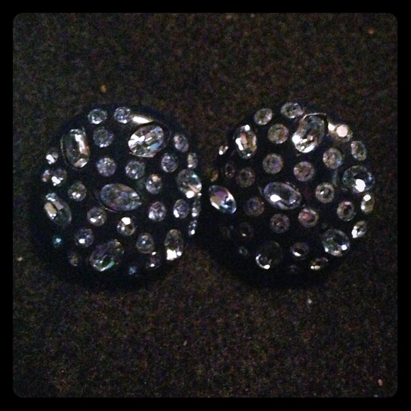 Vintage 40's Celluloid & Aqua Stone Earrings 🌸